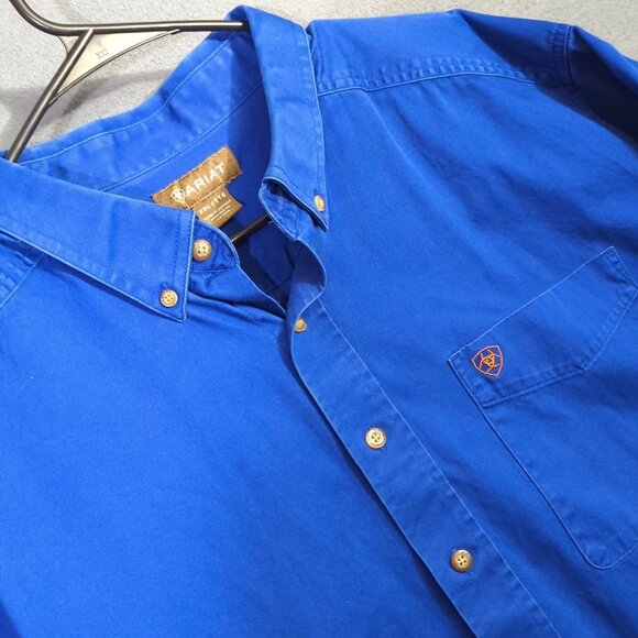 Ariat Shirt Men's XXL Blue Western Long Sleeve Button Down Cowboy Rodeo - Picture 1 of 11